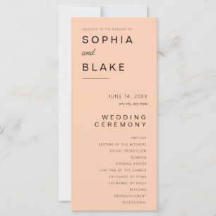 Programme de mariage simple minimaliste abricot