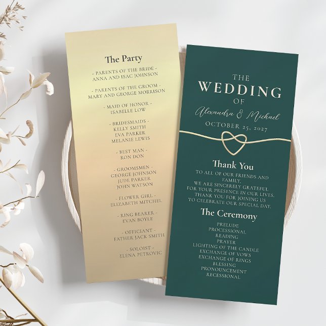 Programme de mariage simple vert émeraude (Créateur téléchargé)