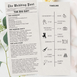 Programme de mariage sous forme de journal nostalg