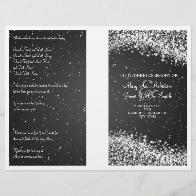 Programme de mariage Sparkling Wave Black (Devant)