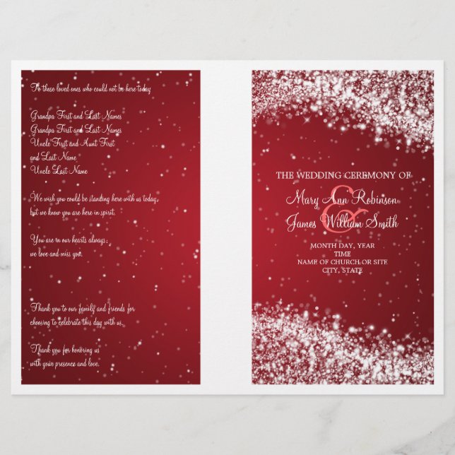 Programme de mariage Sparkling Wave Red (Devant)