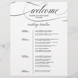 Programme de mariage sur 4 jours élégant écriture