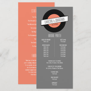 Programme de mariage sur disque vinyle rétro