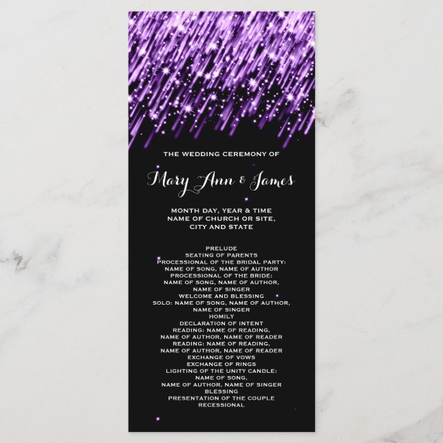 Programme de mariage Tombant étoiles violet (Devant)