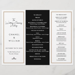 Programme de mariage Tri-Fold inspiré de Chanel