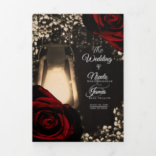 Programme de mariage trifolié Lanterne rustique Ro