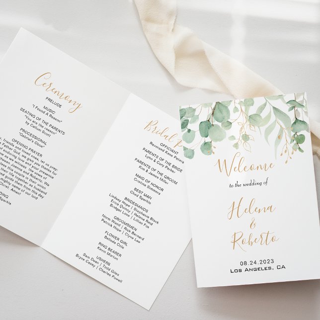 Programme de mariage triplé classique Eucalyptus G (Créateur téléchargé)