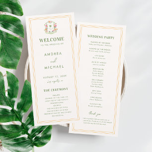 Programme de mariage tropical au monogramme de pal