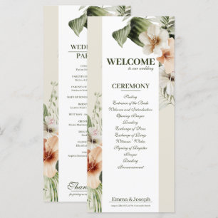 Programme de mariage tropical hibiscus boho pastel