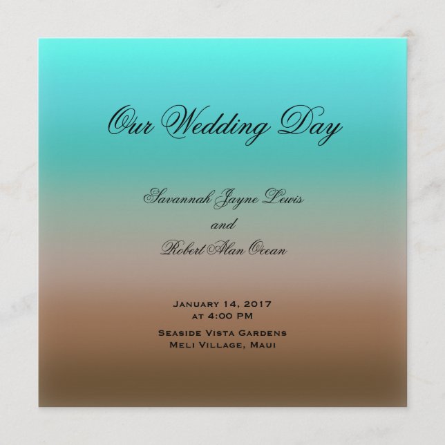 Programme de mariage tropical turquoise à Brown (Devant)
