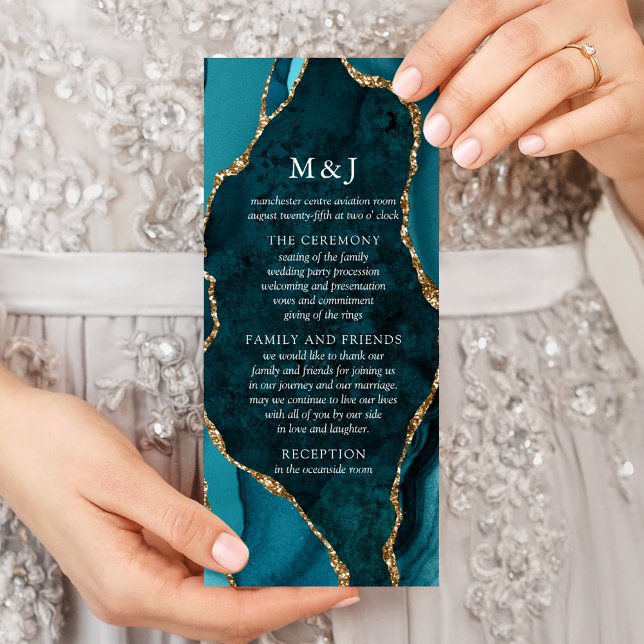 Programme de mariage turquoise, marbre et or d'âge (Créateur téléchargé)