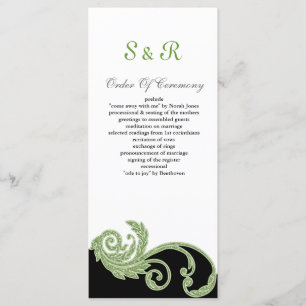 programme de mariage vert, noir et blanc