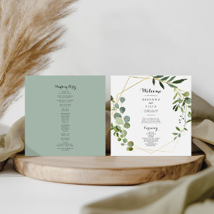 Programme de mariage vert tropicale géométrique Go