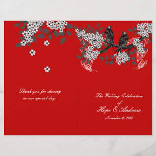 Programme de mariage Vintage Birds Cherry Red