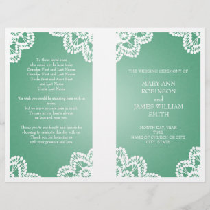 Programme de mariage Vintage dentelle Mint vert