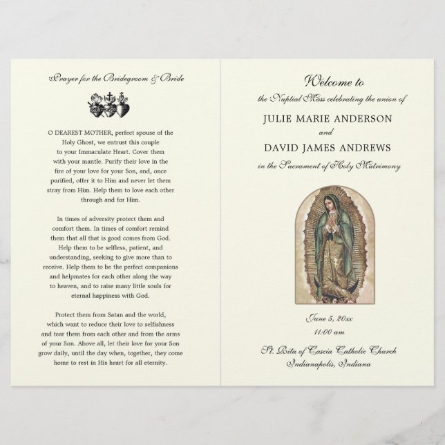 Programme de masse des Mariages catholiques de Gua (Devant)