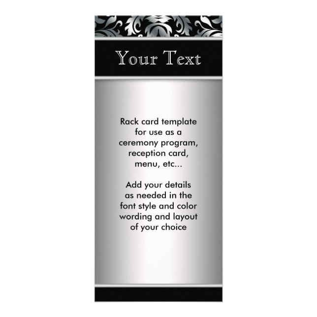 Programme de menu argent et noir (Devant)