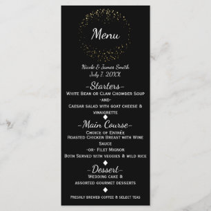 Programme de menu cercle pailleté abstrait or