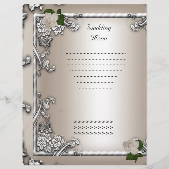 Programme de Menu de Mariage Crème Rose Blanc (Devant)