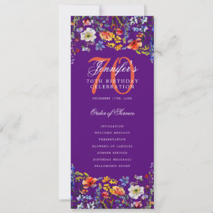 Programme de menu de remerciement pour 70e anniver