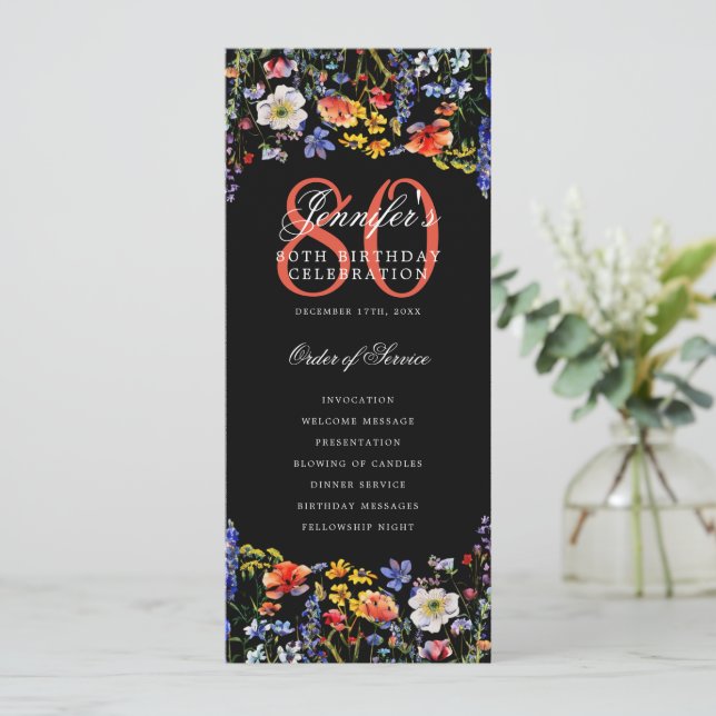 Programme de menu de remerciement pour 80e anniver (Debout devant)