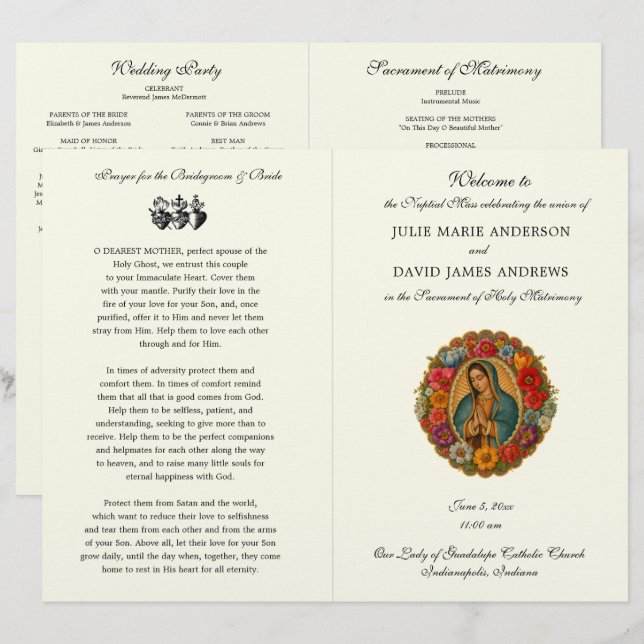 Programme de messe de mariage catholique de Guadal (Devant / Derrière)
