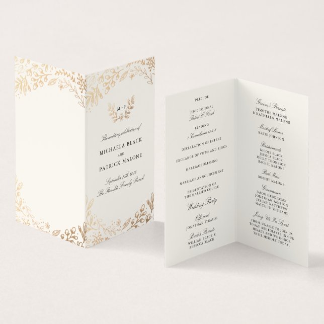 Programme de mini-mariage Fleurs de récolte (Inside and Outside)