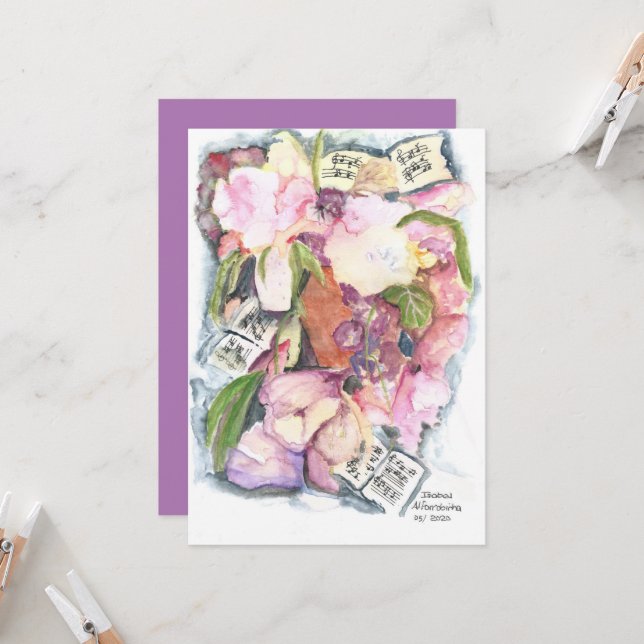 Programme de musique florale aquarelle (Devant/Arrière en situation)
