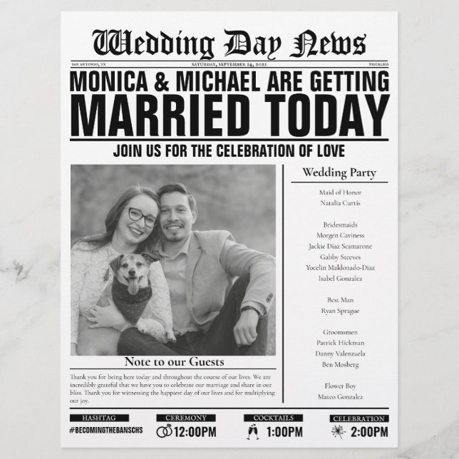 Programme de presse Mariage personnalisable (Devant)
