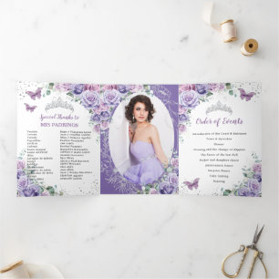 Programme de Quinceañera 15 Fleur de Lilas Violet 