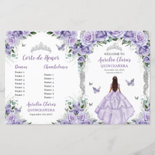 Programme de Quinceanera Fleurie Lilas Violet Budg