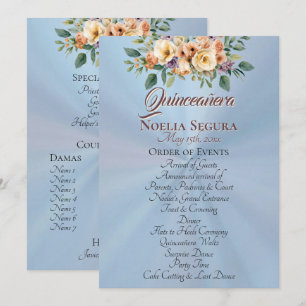 Programme de Quinceañera Floral Crème - Bleu Paste