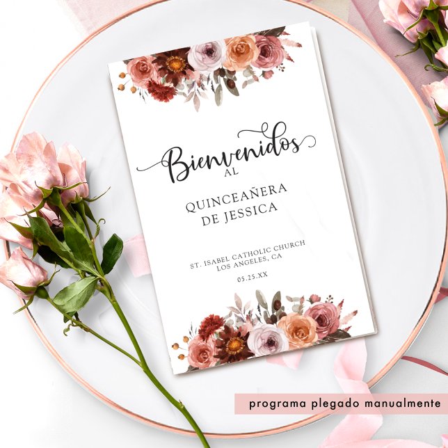 Programme de Quinceanera Florale de Bourgogne (Créateur téléchargé)