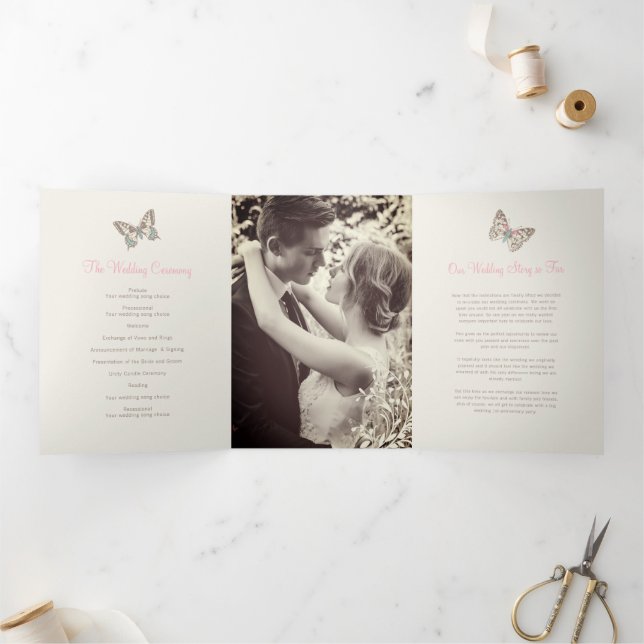 Programme de renouvellement mariage papillons rose (Intérieur)