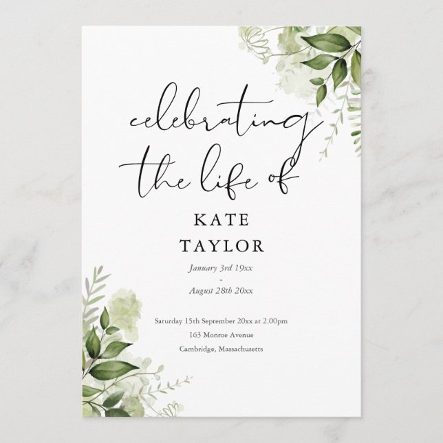 Programme de service funèbre mémorial de verdure  (Devant)