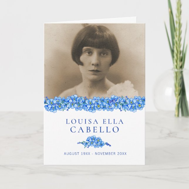 Programme de service funéraire bleu oublier-moi-no (Devant)