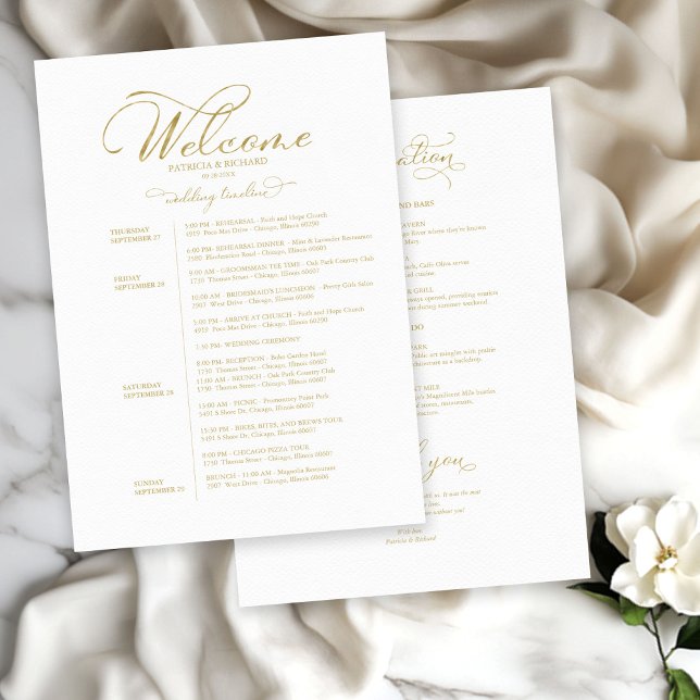 Programme de week-end de mariage sur 4 jours Écrit (Créateur téléchargé)