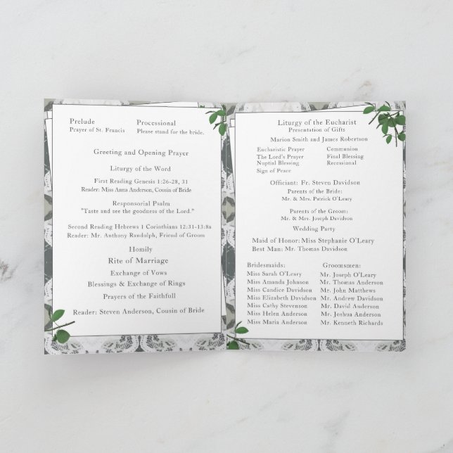 Programme Dentelle blanche et Messe nuptiale Rose des Feuill (Intérieur)