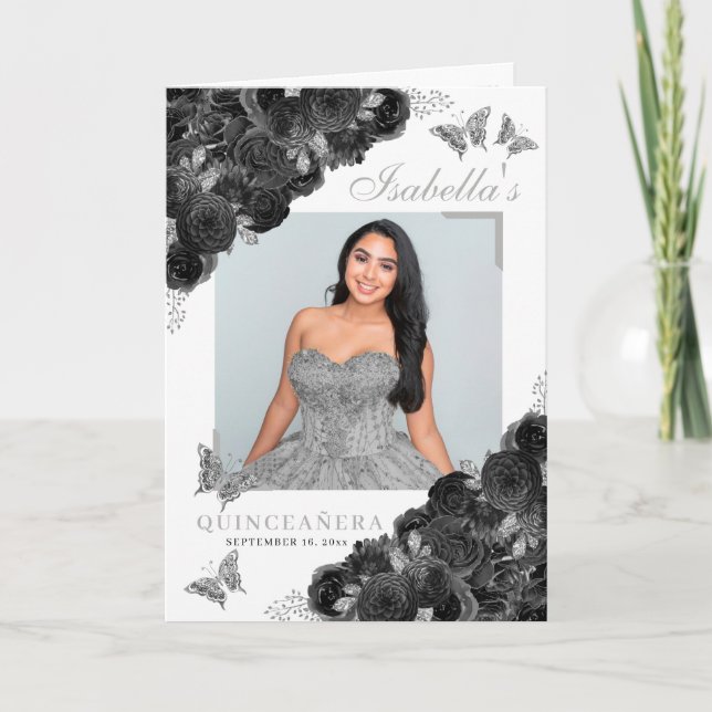 Programme des papillons Quinceanera Black & Silver (Devant)