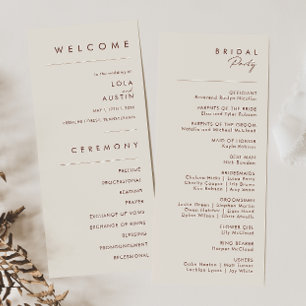 Programme Désert simple Natural White Wedding Program
