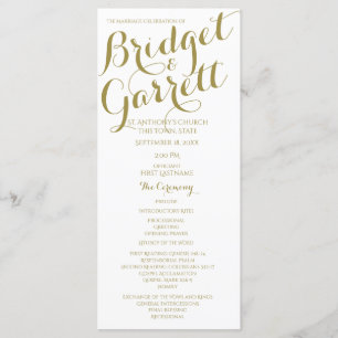 Programme Designer Text Gold et White Wedding Program