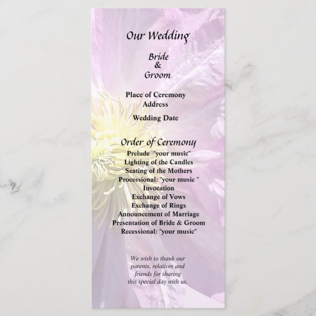 Programme Deux Clematis Roses (Devant)