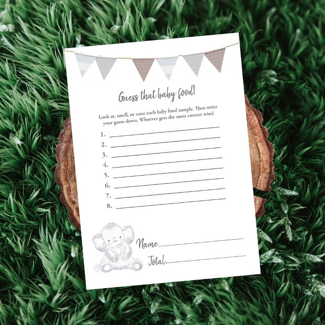 Programme Devinez que Baby Food Game Baby Elephant Card (Créateur téléchargé)