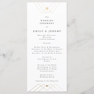 Programme Diamant Or Blanc Géométrique Mariage Gatsby
