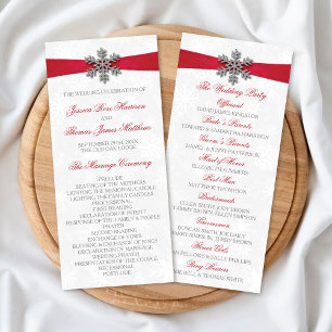 Programme Diamante Flocon de neige et Ruban rouge Mariage d'