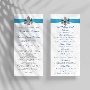 Programme Diamante Snowflake & Blue Ribbon Mariage d'hiver
