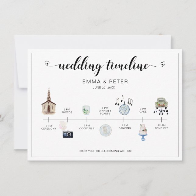 Programme d'itinéraire du jour de mariage (Devant)