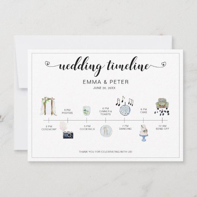 Programme d'itinéraire du jour de mariage (Devant)