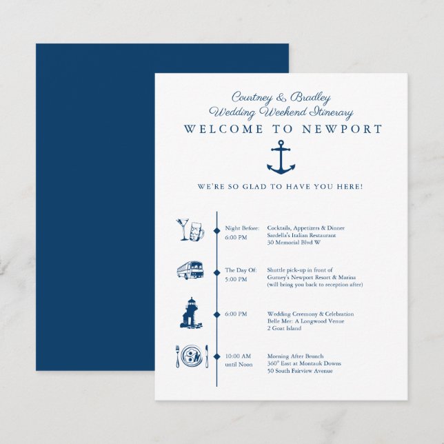 Programme du week-end de mariage à Newport RI (Devant / Derrière)