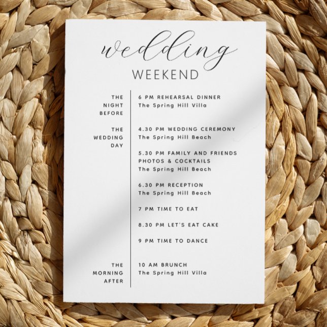 Programme du week-end de mariage & pochette de bie (Créateur téléchargé)